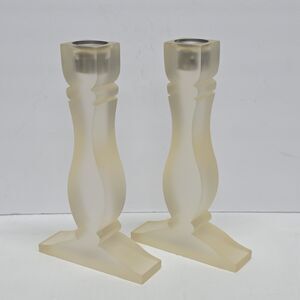 Vintage Frosted Resin Acrylic Candle holder Set Postmodern Decor Memphis Style